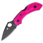 SPYDERCO DRAGONFLY 2 PINK LIGHTWEIGHT BLACK BLADE CPM S30V PLAIN EDGE C28FPPNS30VBK2