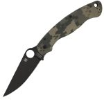 SPYDERCO MILITARY 2 CAMO G-10 BLACK BLADE PLAINEDGE C36GPCMOBK2