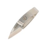 Mcusta Mcusta Kamon Kikyo Crest Money Clip Folding Knife 1.875" Satin Plain Blade, Stainless Steel Handles, Liner Lock MC-0082