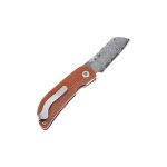 Mcusta Mcusta Petit Front Flipper Knife 1.88" VG10 Damascus Sheepsfoot Blade, Black/Orange Micarta Handles, Liner Lock MC-0211D - Image 2