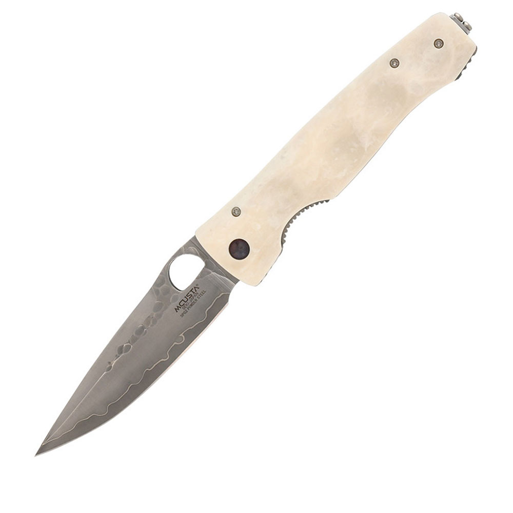 Mcusta Mcusta Tactility Elite Folding Knife 3.68 SPG2 San Mai Drop Point Blade, White Corian Handles, Liner Lock MC-0126G (1) Mcusta Mcusta Tactility Elite Folding Knife 3.68" SPG2 San Mai Drop Point Blade, White Corian Handles, Liner Lock MC-0126G - Image 1