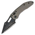 Microtech STITCH BLACK FULL SERRATE NATURAL CLEAR