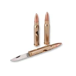 Old Bear 30-06 bullet-knife, gold-plated body & simulated copper tip, Aisi 420 blade