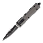 Microtech Dirac Stonewash DE Natural Clear Full Serrate 225-3NC