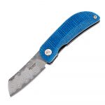 Mcusta Petit VG10 Damascus Sheepsfoot Blade Blue/Black Micarta Handles MC-0212D