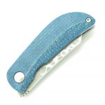 Mcusta Petit VG10 Damascus Sheepsfoot Blade Blue/Black Micarta Handles MC-0212D - Image 4
