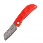 Mcusta Petit VG10 Damascus Sheepsfoot Blade Orange/Blue Micarta Handles MC-0213D