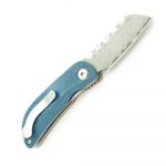 Mcusta Petit VG10 Damascus Sheepsfoot Blade Orange/Blue Micarta Handles MC-0213D - Image 2