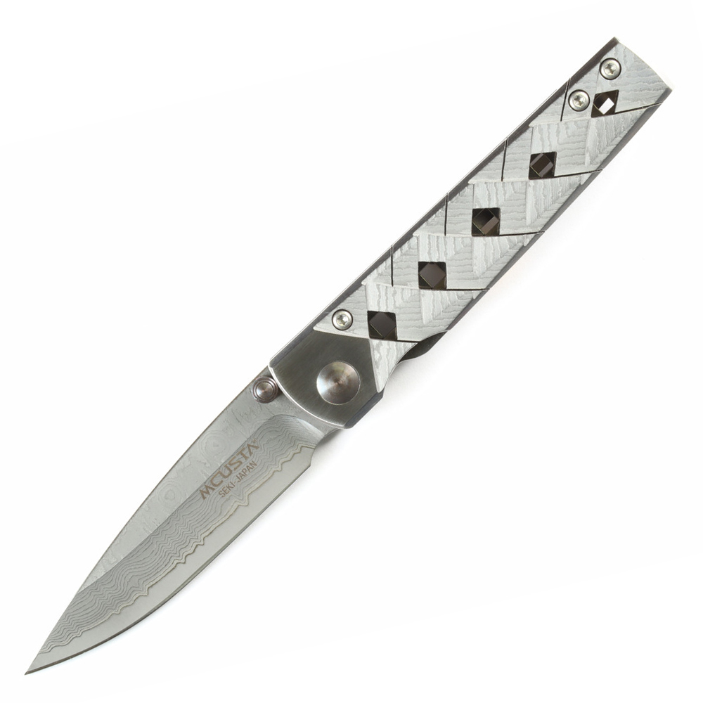 Mcusta Shinra Katana Folding Knife Damascus Drop Point Blade Damascus Handles MC-0037D (3) Mcusta Shinra Katana Folding Knife Damascus Drop Point Blade Damascus Handles MC-0037D - Image 1